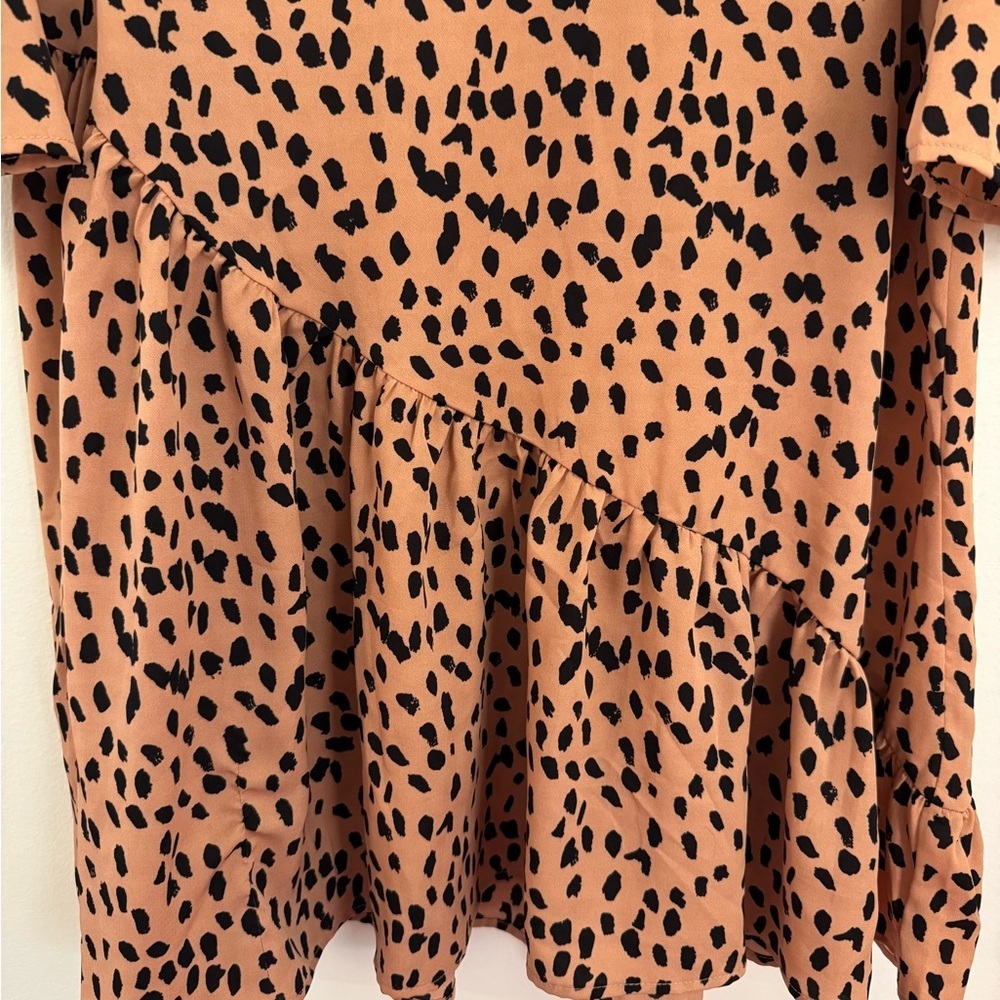 Hayden Los Angeles Leopard Print Swing Dress Asymmetrical Ruffle Size M - Picture 4 of 4